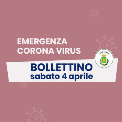 PUBBLICAZIONE BOLLETTINO EMERGENZA CORONAVIRUS DEL 04/04/2020