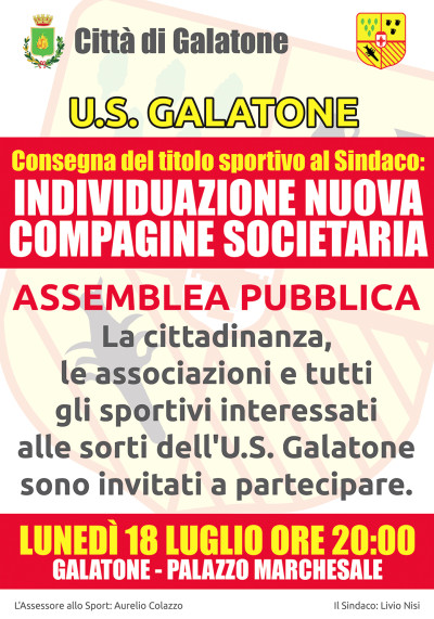 U.S. GALATONE - Individuazione nuova compagine societaria