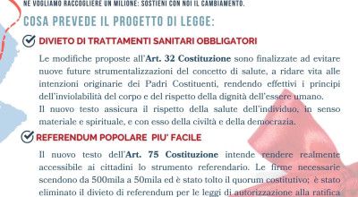 RACCOLTA FIRME PER PRESENTARE DISEGNO DI LEGGE COSTITUZIONALE DI INIZIATIVA P...