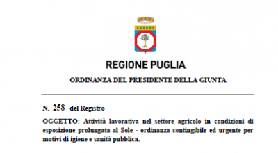 Regione Puglia - Ordinanza n. 258_2022