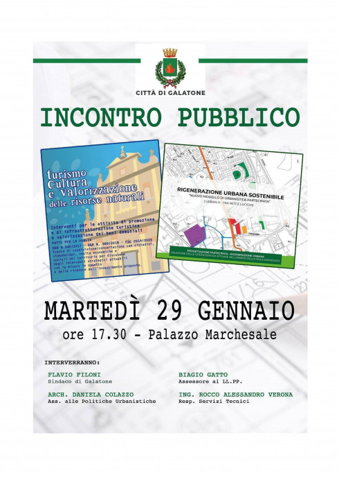 Incontro pubblico su "Rigenerazione Urbana Sostenibile" e "Turismo Cultura e Valorizzazione delle risorse naturali".