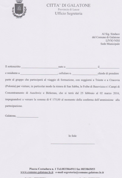 Partecipazione al viaggio di formazione “La Memoria e il Ricordo”...