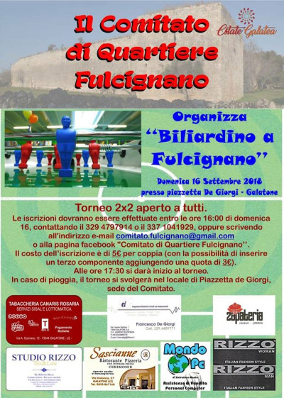 TORNEO BILIARDINO A FULCIGNANO