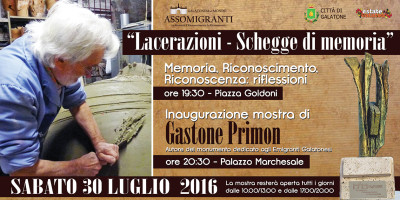 Mostra LACERAZIONI - SCHEGGE DI MEMORIA di Gastone Primon