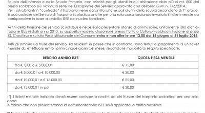 BANDO PER L’ISCRIZIONE AL SERVIZIO TRASPORTO SCOLASTICO ANNO 2014/2015