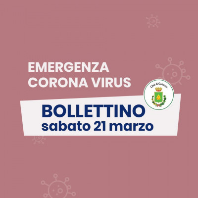 PUBBLICAZIONE BOLLETTINO EMERGENZA CORONAVIRUS DEL 21/03/2020