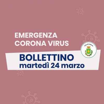 PUBBLICAZIONE BOLLETTINO EMERGENZA CORONAVIRUS DEL 24/03/2020