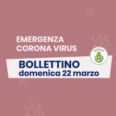 PUBBLICAZIONE BOLLETTINO EMERGENZA CORONAVIRUS DEL 22/03/2020