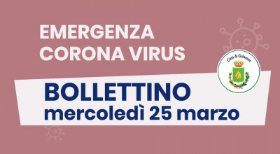PUBBLICAZIONE BOLLETTINO EMERGENZA CORONAVIRUS DEL 25/03/2020