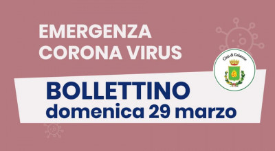 PUBBLICAZIONE BOLLETTINO EMERGENZA CORONAVIRUS DEL 29/03/2020