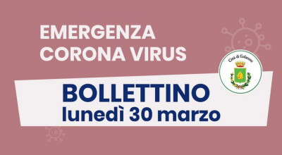 PUBBLICAZIONE BOLLETTINO EMERGENZA CORONAVIRUS DEL 30/03/2020