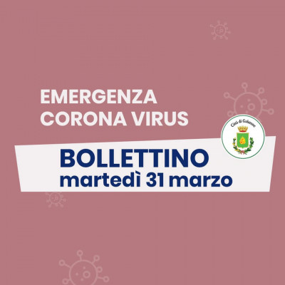 PUBBLICAZIONE BOLLETTINO EMERGENZA CORONAVIRUS DEL 31/03/2020