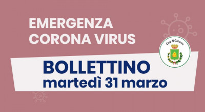 PUBBLICAZIONE BOLLETTINO EMERGENZA CORONAVIRUS DEL 31/03/2020