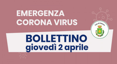 PUBBLICAZIONE BOLLETTINO EMERGENZA CORONAVIRUS DEL 02/04/2020