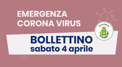 PUBBLICAZIONE BOLLETTINO EMERGENZA CORONAVIRUS DEL 04/04/2020