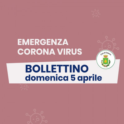 PUBBLICAZIONE BOLLETTINO EMERGENZA CORONAVIRUS DEL 05/04/2020