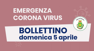 PUBBLICAZIONE BOLLETTINO EMERGENZA CORONAVIRUS DEL 05/04/2020