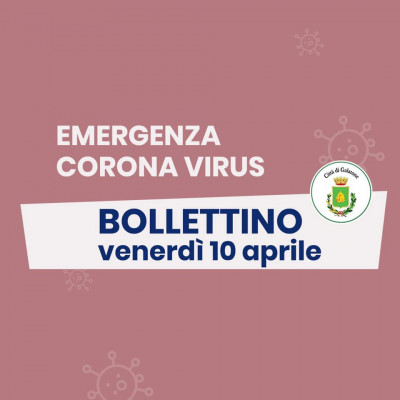 PUBBLICAZIONE BOLLETTINO EMERGENZA CORONAVIRUS DEL 10/04/2020