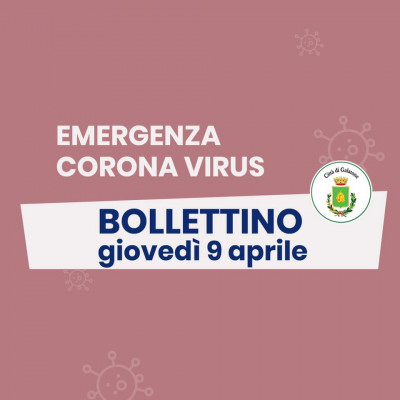 PUBBLICAZIONE BOLLETTINO EMERGENZA CORONAVIRUS DEL 09/04/2020