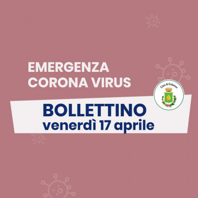 PUBBLICAZIONE BOLLETTINO EMERGENZA CORONAVIRUS DEL 17/04/2020