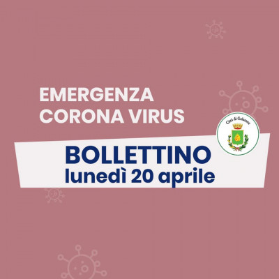 PUBBLICAZIONE BOLLETTINO EMERGENZA CORONAVIRUS DEL 20/04/2020