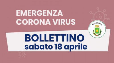 PUBBLICAZIONE BOLLETTINO EMERGENZA CORONAVIRUS DEL 18/04/2020