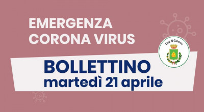 PUBBLICAZIONE BOLLETTINO EMERGENZA CORONAVIRUS DEL 21/04/2020