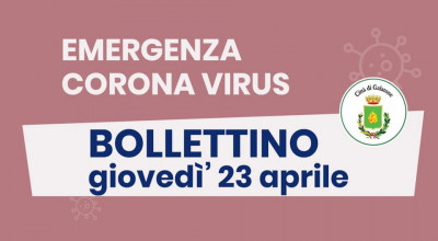 PUBBLICAZIONE BOLLETTINO EMERGENZA CORONAVIRUS DEL 23/04/2020