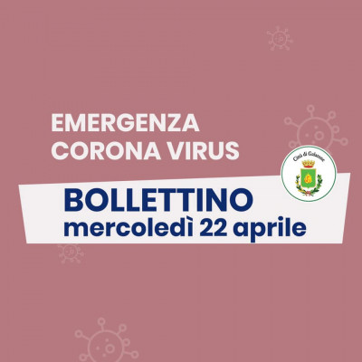 PUBBLICAZIONE BOLLETTINO EMERGENZA CORONAVIRUS DEL 22/04/2020