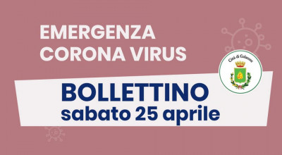 PUBBLICAZIONE BOLLETTINO EMERGENZA CORONAVIRUS DEL 25/04/2020