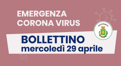 PUBBLICAZIONE BOLLETTINO EMERGENZA CORONAVIRUS DEL 29/04/2020