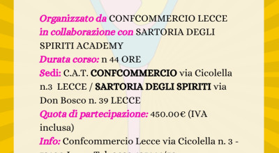 CORSO  BARMAN ADVANCED - Inizio 23 Ottobre 2023