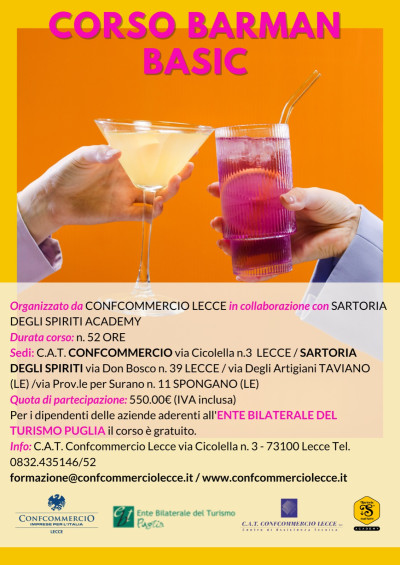 CORSO PER BARMAN - START 15 SETTEMBRE 2023