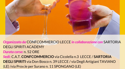 CORSO PER BARMAN - START 27 NOVEMBRE 2023  Sede: Lecce