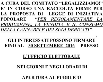 Legalizziamo Raccolta firme per la proposta di legge di iniziativ...