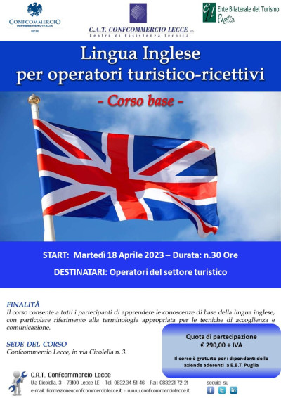 CORSO DI INGLESE PER OPERATORI DEL SETTORE TURISMO