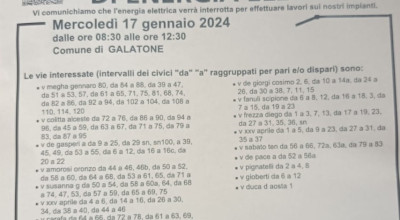 AVVISO DI INTERRUZIONE ENERGIA ELETTRICA