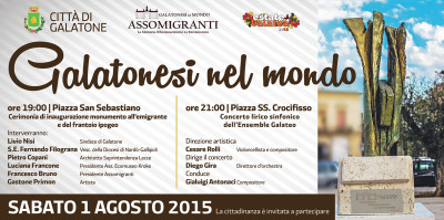 1 agosto - Inaugurazione monumento all'emigrante e frantoio ipogeo - Piazza S...