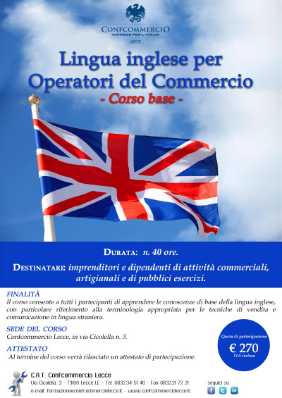 CORSO BASE DI INGLESE PER OPERATORI DEL COMMERCIO 