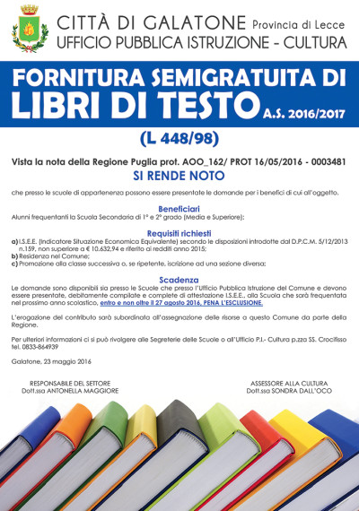 Fornitura semigratuita di libri di testo