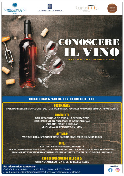 CONOSCERE IL VINO Corso base di avvicinamento al vino.