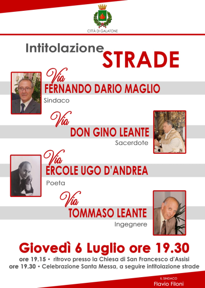 INTITOLAZIONE STRADE