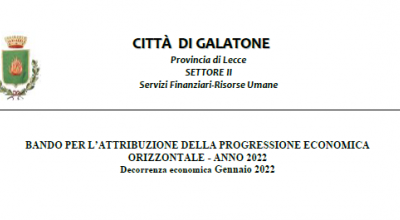 BANDO PER L’ATTRIBUZIONE DELLA PROGRESSIONE ECONOMICA ORIZZONTALE - ANN...