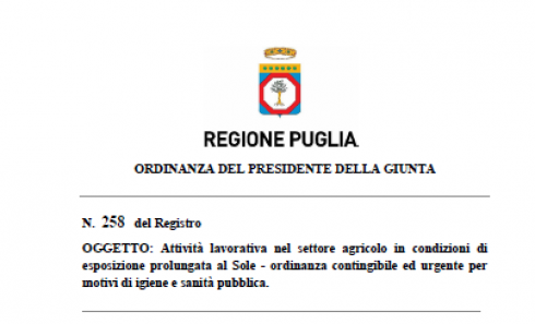 Regione Puglia - Ordinanza n. 258_2022