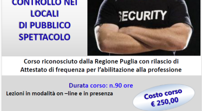 CORSO PER  ADDETTO AI SERVIZI DI CONTROLLO - BUTTAFUORI