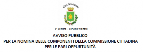 AVVISO PUBBLICO PER LA NOMINA DELLE COMPONENTI DELLA COMMISSIONE CITTADINA PE...