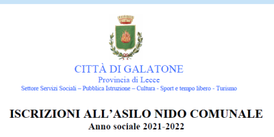 ISCRIZIONI ALL’ASILO NIDO COMUNALE  Anno sociale 2021-2022