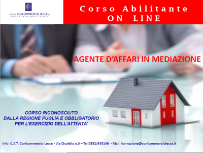 CORSO AGENTI D’AFFARI IN MEDIAZIONE - INIZIO 14 DICEMBRE 2021 