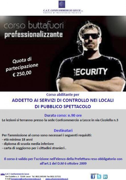 CORSO PER ADDETTO AI SERVIZI DI CONTROLLO – BUTTAFUORI MODALITA’...