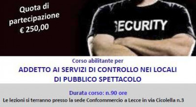 CORSO PER ADDETTI AL CONTROLLO  DEI LOCALI DI PUBBLICO SPETTACOLO